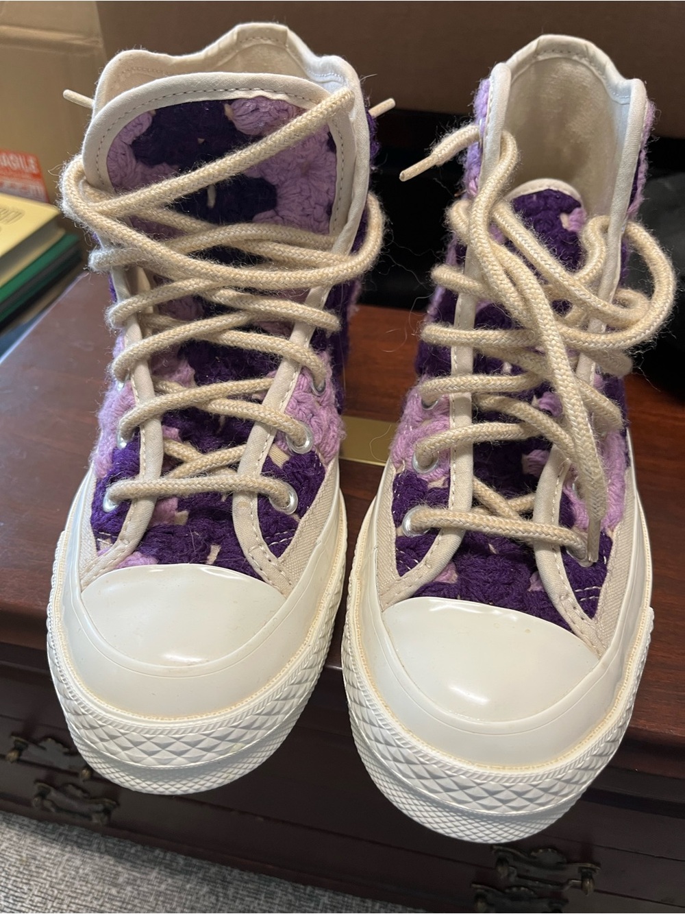Converse with Purple Crochet Panels